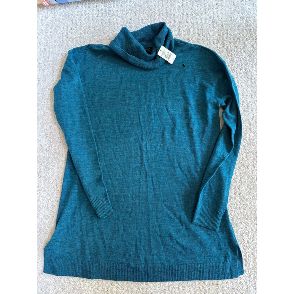 NWT Talbots Turtleneck Sweater PS Teal Blue New 100%‎ Merino Wool Casual Luxury